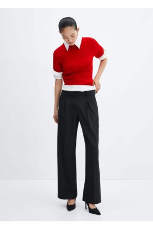 شلوار خاکستری فاق نرمال زنانه مانگو 57027763