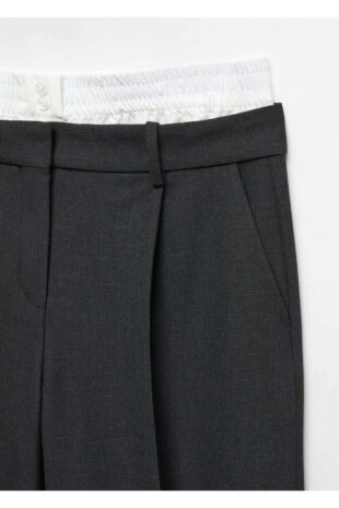 شلوار خاکستری فاق نرمال زنانه مانگو 57027763