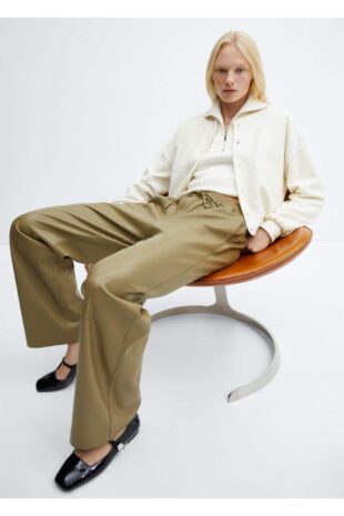 شلوار سبز فاق نرمال زنانه مانگو 57076712