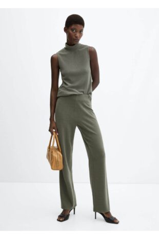 شلوار خاکی فاق نرمال زنانه مانگو 57055801