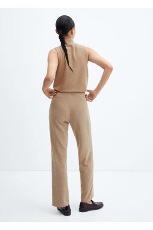 شلوار بژ فاق نرمال زنانه مانگو 57055801
