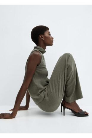 شلوار خاکی فاق نرمال زنانه مانگو 57055801