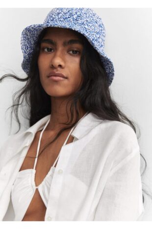 کلاه لبه دار آبی زنانه مانگو 57010004