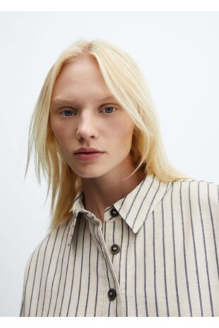 ست پیژامه بژ فاق نرمال بلند زنانه مانگو 57076314