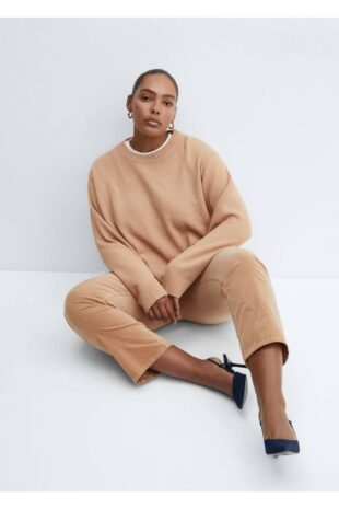 بافت قهوه ای زنانه مانگو 57007739