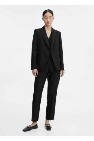 شلوار سیاه فاق نرمال زنانه مانگو 57096025