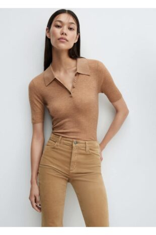 جین قهوه ای فاق نرمال زنانه مانگو 57027711