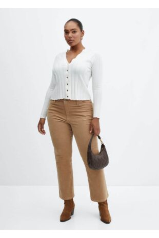 جین قهوه ای فاق نرمال زنانه مانگو 57027711