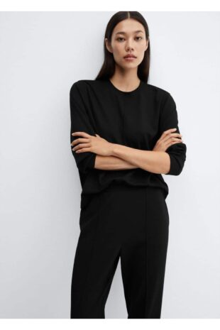 شلوار سیاه فاق نرمال زنانه مانگو 57064404