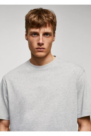 تی شرت خاکستری مردانه مانگو 57040801