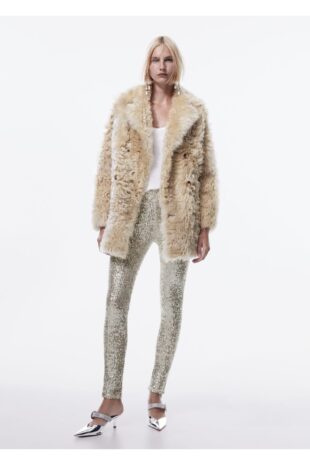 شلوار قهوه ای فاق نرمال زنانه مانگو 57087123