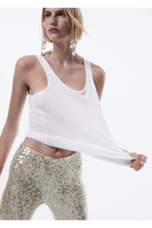 شلوار قهوه ای فاق نرمال زنانه مانگو 57087123