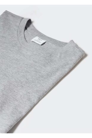 تی شرت خاکستری مردانه مانگو 57040797