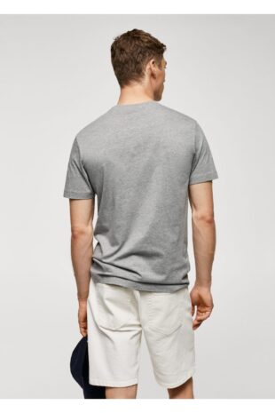 تی شرت خاکستری مردانه مانگو 57040797