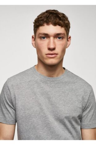تی شرت خاکستری مردانه مانگو 57040797