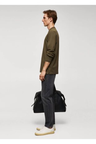 تی شرت خاکی مردانه مانگو 57024407