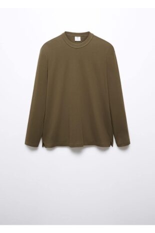 تی شرت خاکی مردانه مانگو 57024407