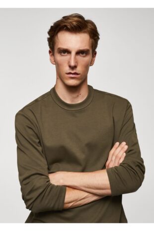 تی شرت خاکی مردانه مانگو 57024407