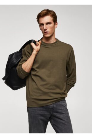 تی شرت خاکی مردانه مانگو 57024407