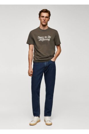 تی شرت خاکی مردانه مانگو 57084431