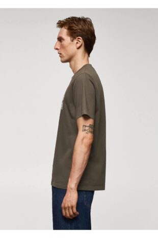 تی شرت خاکی مردانه مانگو 57084431