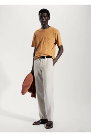 تی شرت زرد مردانه مانگو 57010804