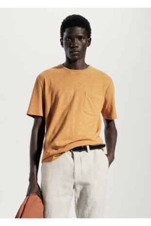 تی شرت زرد مردانه مانگو 57010804