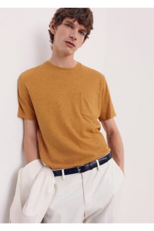 تی شرت زرد مردانه مانگو 57010804