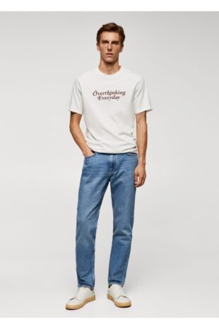 تی شرت سفید مردانه مانگو 57024432