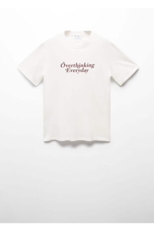 تی شرت سفید مردانه مانگو 57024432