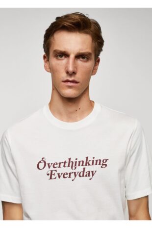 تی شرت سفید مردانه مانگو 57024432