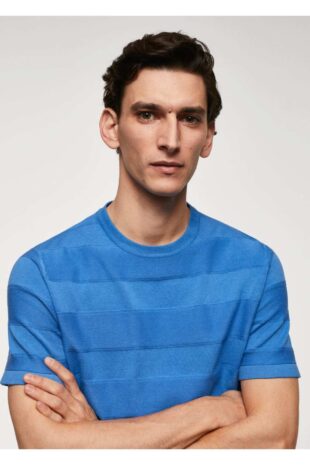 تی شرت آبی مردانه مانگو 47077850