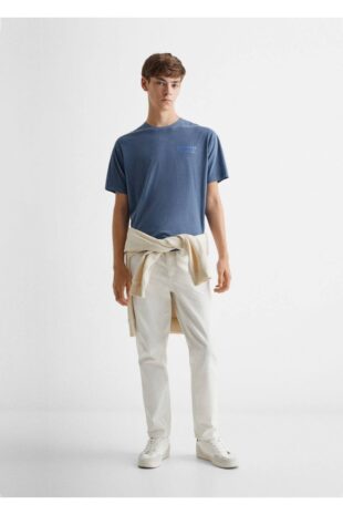 پیراهن آبی مردانه مانگو 57034775