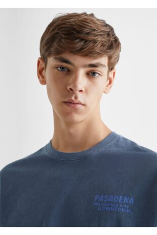 پیراهن آبی مردانه مانگو 57034775