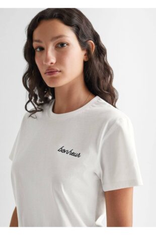 تی شرت سفید زنانه مانگو 57005979