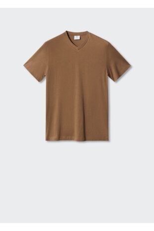 تی شرت قهوه ای مردانه مانگو 57010794