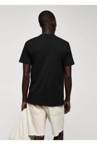 تی شرت سیاه مردانه مانگو 57010794