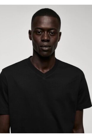 تی شرت سیاه مردانه مانگو 57010794