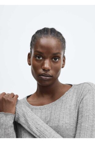 تی شرت خاکستری زنانه مانگو 57098266