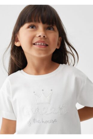 تی شرت سفید دخترانه مانگو 57023266