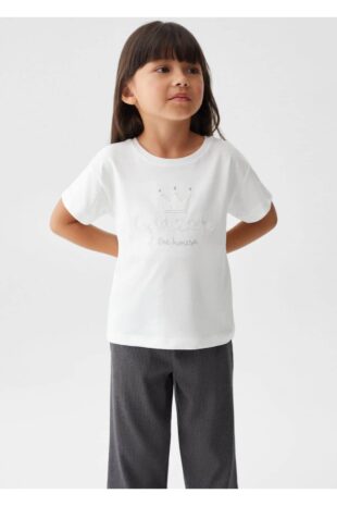 تی شرت سفید دخترانه مانگو 57023266