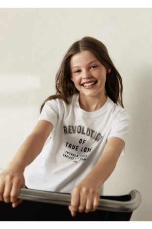 تی شرت سفید دخترانه مانگو 57073273