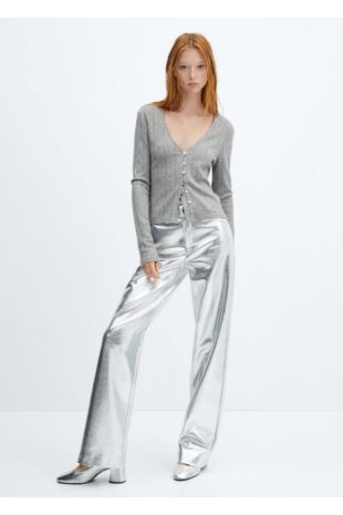 تی شرت خاکستری زنانه مانگو 57077726