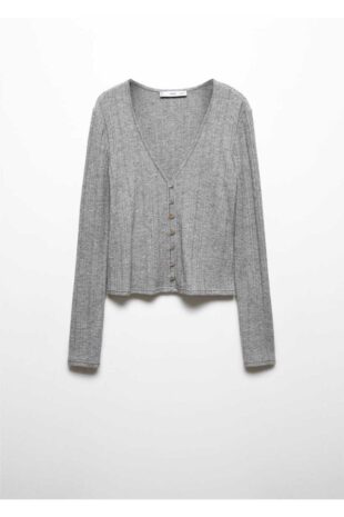 تی شرت خاکستری زنانه مانگو 57077726