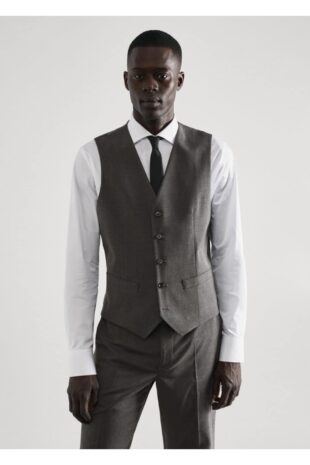 کت خاکستری مردانه مانگو 57010678