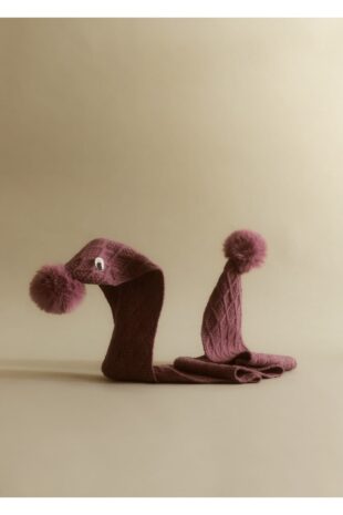 شال گردن بنفش دخترانه مانگو 57026001