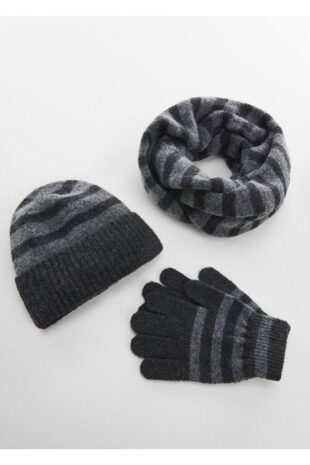 کلاه لبه دار خاکستری پسرانه مانگو 57046000