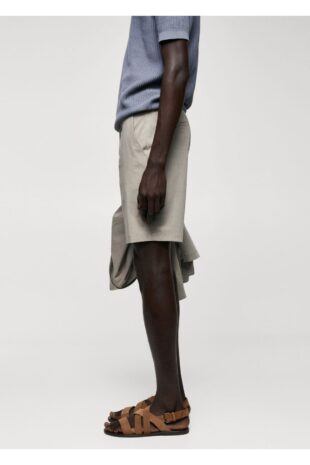 شلوار بژ فاق نرمال مردانه مانگو 57042504