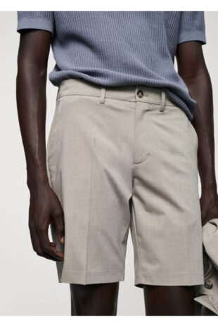 شلوار بژ فاق نرمال مردانه مانگو 57042504