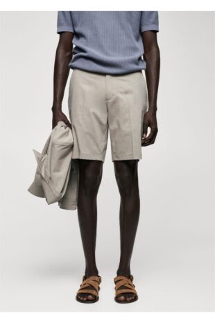 شلوار بژ فاق نرمال مردانه مانگو 57042504